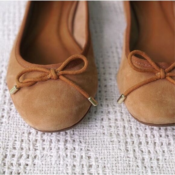 Cosmo Paris Camel Tan Suede Leather Ballet Flats - Picture 4 of 10